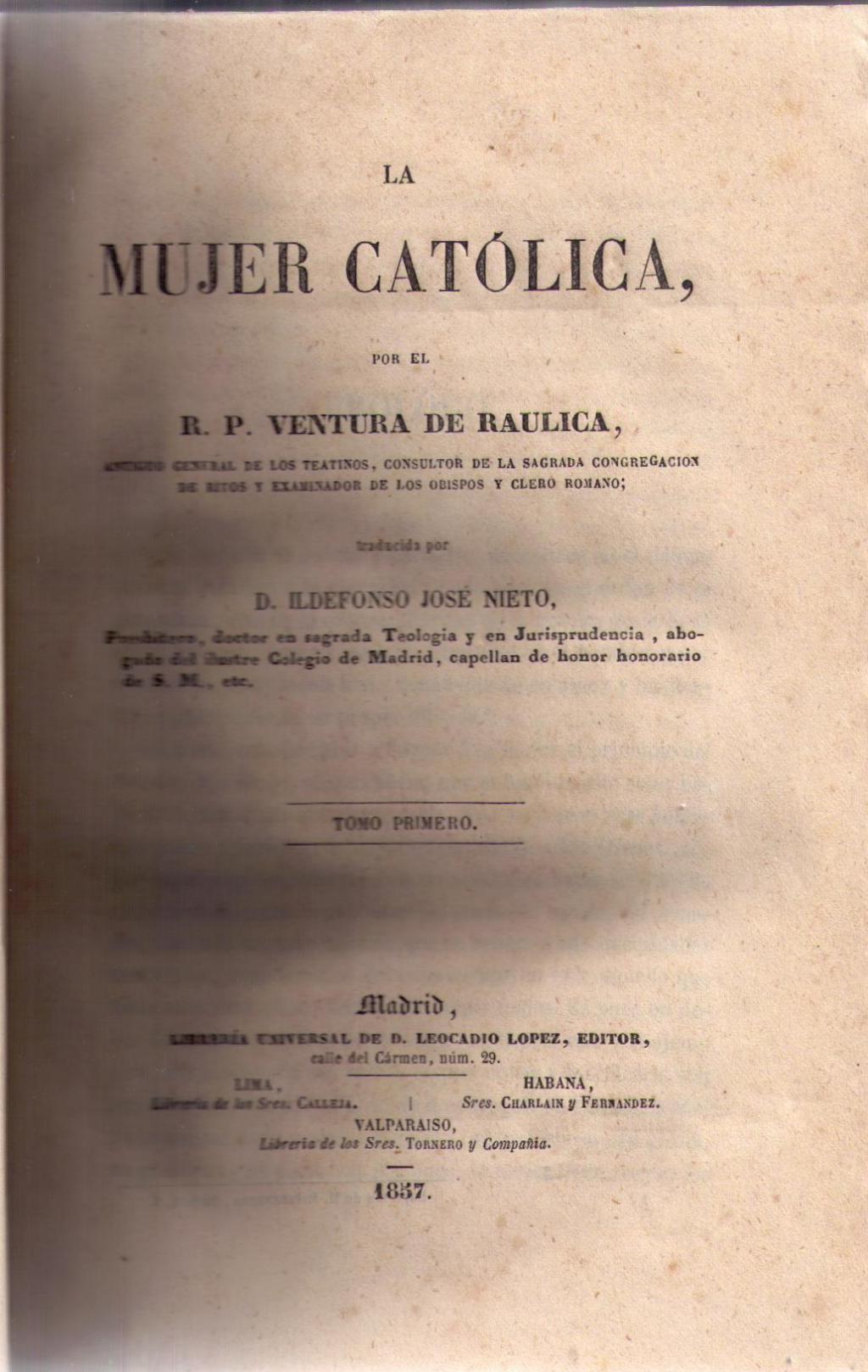 Coberta de La mujer catòlica (Tom I)